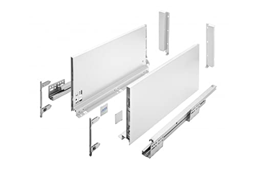 GTV Schubladensystem AXIS PRO I Schubkastengarnitur mit Vollauszug und integriete Dämpfung I Weiss I Belastbarkeit bis 40 kg I Soft-Close I Den freien Zugang I Breite: 450 mm I Höhe: 200 mm von GTV