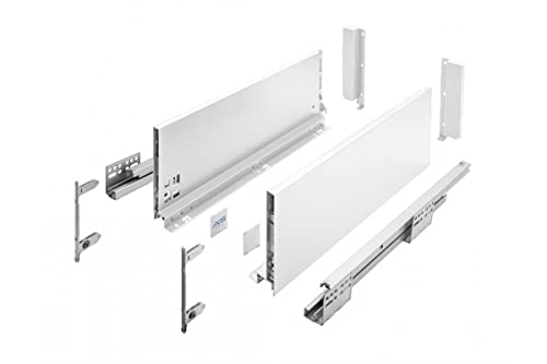 GTV Schubladensystem AXIS PRO I Schubkastengarnitur mit Vollauszug und integriete Dämpfung I Weiss I Belastbarkeit bis 40 kg I Soft-Close I Den freien Zugang I Breite: 500 mm I Höhe: 168 mm von GTV