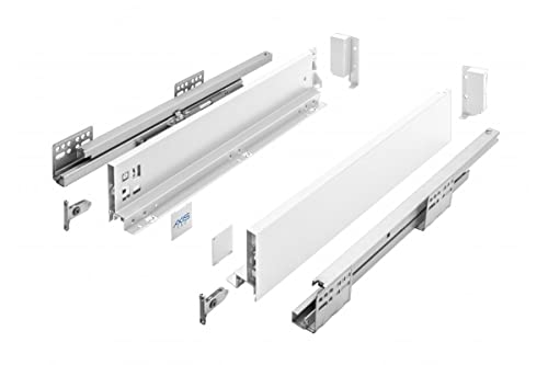 GTV Schubladensystem AXIS PRO I Schubkastengarnitur mit Vollauszug und integriete Dämpfung I Weiss I Belastbarkeit bis 40 kg I Soft-Close I Den freien Zugang I Breite: 500 mm I Höhe: 86 mm von GTV