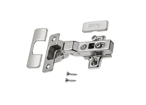 GTV - Hydraulisches Scharnier ECHC, Twin - Scharnier mit Dämpfung - Mittelanschlag - Montageplatte H=0 mit Euroschrauben - stilles Schließen - Möbelscharnier Topfscharnier Schranktürscharnier, 1 Stück von GTV