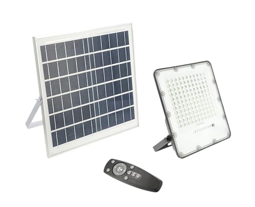 GTV - Solar-LED-Strahler BRAVOS | Solarlampen für Außen | Solar Strahler IP65 Wasserdichte |150W, 1500lm, 6400K, IP65, 120°, Solarpanel, Fernbedienung von GTV