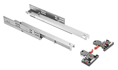 GTV Unterflurführung Schubladenschienen Vollauszüge Schubladenauszüge - 400 mm - Soft-Close Schienensystem - Slide Montageführung absenken - Belastbar bis 30 Kg - 1 Set = 2 Stück von GTV
