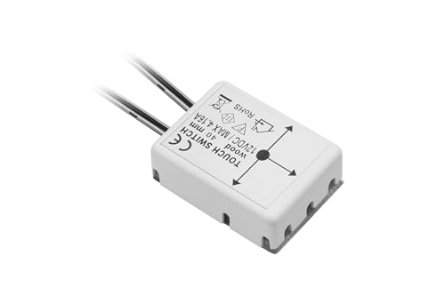 GTV - Untertischschalter für Materialstärke bis 40mm, 12V, Leistung max. 50W, 150mm Kabel - Arbeitsplattenschalter - Berührungsloser Schalter Bipolarer sensor schalter IP 20 weiß Aufputz von GTV