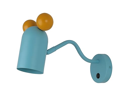 GTV Wandleuchte MOUSE für Kinderzimmer, Türkis Lampe, E27 Fassung, Max. 25W, IP20 – Fröhliches Design mit Mäuseohren von GTV