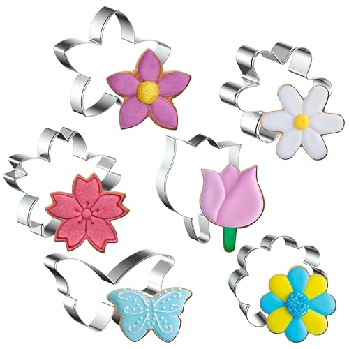 Ausstechformen, 6 Stück Keksausstecher, Blumen Ausstecher, Ausstechformen Blumen, Keksausstecher Blume, Plätzchen Ausstecher, Blumenausstecher für Kekse, Kuchen, Schokolade, Backen (6PCS) von GTYARYUA