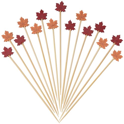 GTYARYUA Cocktail Deko, 100 PCS Cocktailspieße, 12 cm Ahornblatt Cocktail Sticks, Blatt Partyspieße, Käsespieße, für Häppchen Deko Obst Lebensmittel Getränke Herbst Party GTYARYUA Cocktail Deko, 100 PCS Cocktailspieße, 12 cm Ahornblatt Cocktail Sticks, Blatt Partyspieße, Käsespieße, für Häppchen Deko Obst Lebensmittel Getränke Herbst Party von GTYARYUA