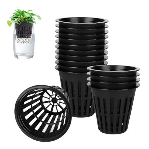 Hydroponik Net Pot, 15 Stück Hydroponischer Becher, Hydrokultur Töpfe, Pflanztöpfe für Hydrokultur, Wasserkultur Pflanzkorb Net Pot, Plant Net Cup Töpfe für Hydroponics Supplie, Schwarz (15PCS) von GTYARYUA