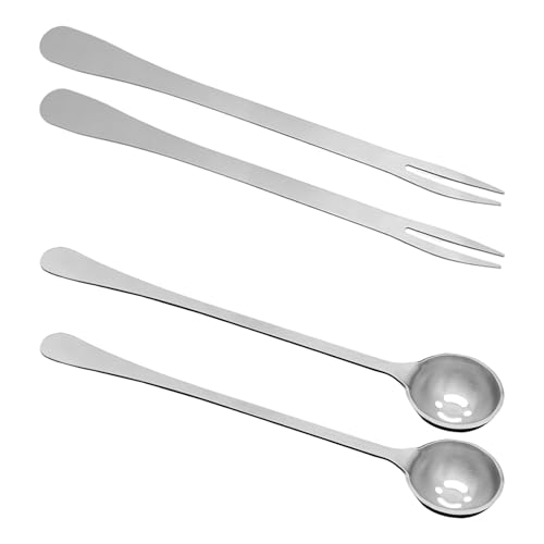 2 Stück Olivengabeln Und 2 Stück Löffel, Küchenutensilien, Besteck Mit Langem Griff, Besteck Aus Edelstahl, Essenslöffel, Gewürzlöffel von GTYHH