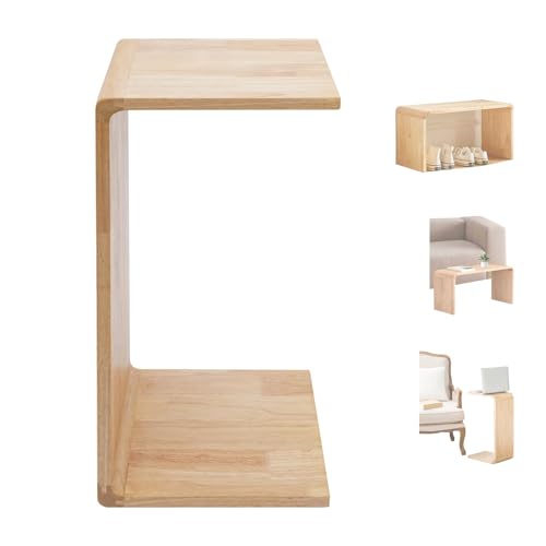 GTYMTTX Beistelltisch C/U-Form, kompakter Sofatisch aus lackierter Eiche 62x35x25 cm, praktisch neben Sofa oder Sessel, leicht zu verschieben von GTYMTTX