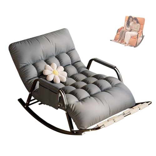 GTYMTTX Schaukelsessel, Massage-Fußstütze, ergonomische Rückenlehne einstellbar, katzenkratzfestes Material, Grau & Orange, 93x111x50 cm, belastbar bis 250 kg(Color:grau) von GTYMTTX