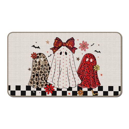 Fußmatte mit niedlichem Geistermotiv, 43,2 x 76,2 cm, Halloween-Leoparden-Fußmatte, Geschenke für Frauen, gruselige Stimmung Fußmatte mit niedlichem Geistermotiv, 43,2 x 76,2 cm, Halloween-Leoparden-Fußmatte, Geschenke für Frauen, gruselige Stimmung von GTYNU