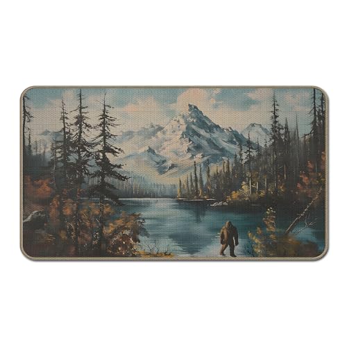 GTYNU Nature Bigfoot Abenteuer-Fußmatte, für Camping, Wandern, Liebhaber, Geschenke, Willkommensmatte für Haustür, Waldsee, Sasquatch, Wanderer, Fußmatte für Außen- und Innenbereich, Veranda, 43,2 x von GTYNU