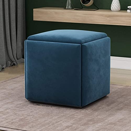 Stapelbare Sofa Stuhl Hocker Kombination 5 In 1 Sitzwürfel Fußschemel - Atmungsaktive Wildleder Fußstütze Ottomans Home Accessoire Kreatives Würfelsofa, Gemischte Farben (Blau, 45 * 45 * 46 cm) von GTYUNZP