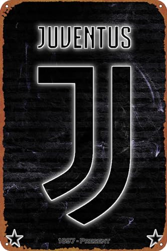 GTZAOB Juventus Blackout Badge Metall Blechschild 20,3 x 30,5 cm Club Badges Vintage Poster Man Cave Deko von GTZAOB