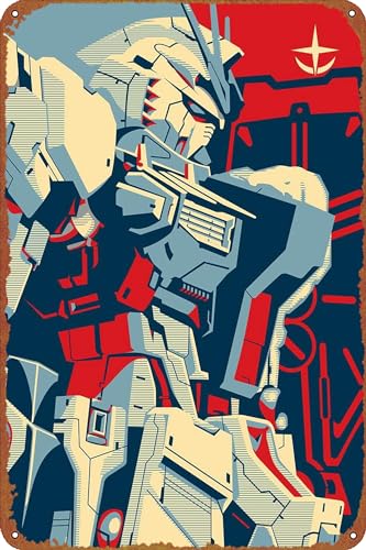 GTZAOB Nu Gundam Pop Art Gundam Poster Retro Metallschild Vintage Blechschild für Cafe Bar Home Wanddekoration 30,5 x 20,3 cm von GTZAOB