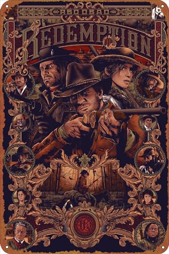 Red Dead Redemption Game Poster Vintage Style Metallschild Spiel Blechschild 20,3 x 30,5 cm von GTZAOB