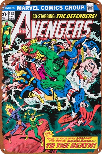 GTZAOB The Avengers Issue 118 Comic Book Loki Dormammu Namor Thor Captain America Doctor Strange Poster Retro Metallschild Vintage Blechschild für Cafe Bar Home Wanddekoration 30,5 x 20,3 cm von GTZAOB