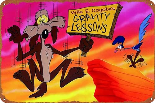 GTZAOB Wile E. Coyote and the Road Runner Iron on Transfer #3 Poster Retro Metal Sign Vintage Blechschild für Cafe Bar Home Wall Decor 30,5 x 20,3 cm von GTZAOB