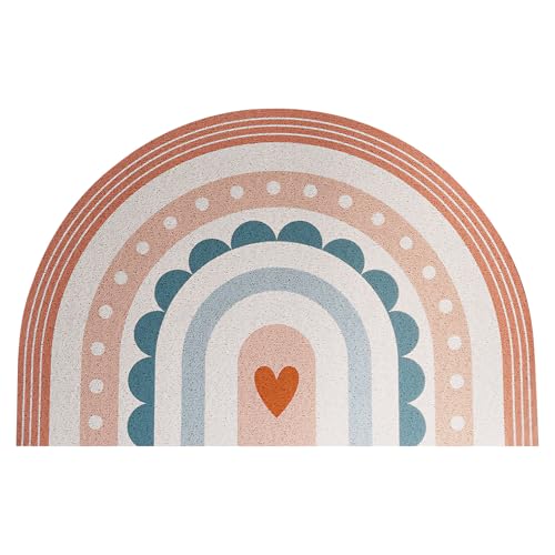 GUAHKUN Fußmatte Outdoor Schmutzfangmatte PVC rutschfest 40x60cm Halbrund Design Für Haustür Terrasse Eingang Terrasse Balkon Wetterbeständig Leicht Reinigen TPR Anti-Rutsch (A) von GUAHKUN