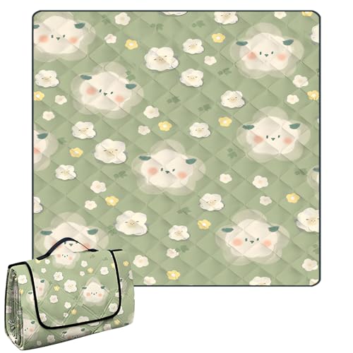 GUAHKUN Picknickdecke 200x200 Wasserdicht Waschbar Isoliert Gepolstert Strandmatte Outdoor Campingdecke Mit Tragegriff Leichtes Faltdesign Für Camping Strand Garten Familienfest (A) von GUAHKUN