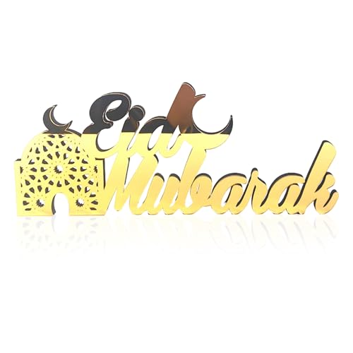 GUAHKUN Ramadan Acryl Ornamente 5 Stile Eid Mubarak Geschenke Zuckerfest Islamische Tischschmuck Holz Acryl Dekoersatz für Festtagsdekoration Geschenkideen (D) von GUAHKUN