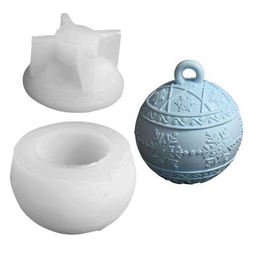 GUAHKUN Silikon Weihnachtskugel Gießformen Set Mit 3D Reliefform Schneeflocken Design Für Kerzen Seifen Gips Basteln DIY Handwerksformen Adventsdekoration (A) von GUAHKUN