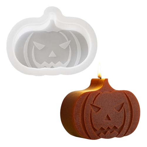 GUAHKUN Silikonform Kürbis Halloween Deko-Gießformen Für Kerzen Seifen Aromatherapie Backdekoration Herbstdekoration 3D-Motive DIY Handwerk (A) von GUAHKUN
