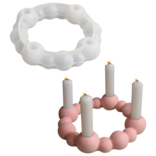 GUAHKUN Silikonformen Kerzenhalter 2 Größen Florales Design Teelichtformen Für Beton Gips Wachs Stabkerzen DIY Handwerk Zubehör Gießformen Mit Verbessertem Entformungssystem (A) von GUAHKUN