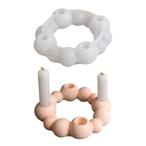 GUAHKUN Silikonformen Kerzenhalter 2 Größen Florales Design Teelichtformen Für Beton Gips Wachs Stabkerzen DIY Handwerk Zubehör Gießformen Mit Verbessertem Entformungssystem (B) von GUAHKUN