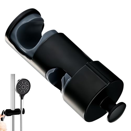 GUAHKUN Superstarker Selbstklebender Duschkopfhalter [Klassisches Schwarz] Universelle Duschkopfhalterung Handbrausehalter für Schiebestange Einstellbar Schwarz (A) von GUAHKUN