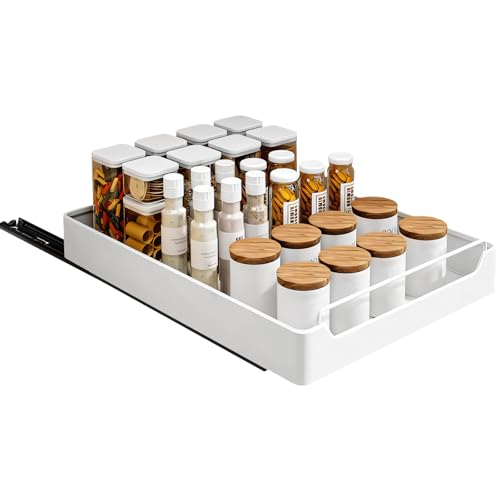 GUAHKUN Teleskopschublade, Ausziehbare Schubladen-Aufbewahrungsregale Für Küchenschränke, Ausziehbare Schublade Küche, Pull Slide Out Drawer, Küchenschrank Organizer, Kein Bohren (Breite-35cm) von GUAHKUN