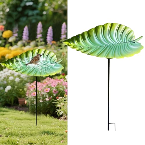 GUAHKUN Vogeltränke Aus Rostfreiem Metall 24cm x 86cm Mit Erdspieß Stehendes Vogelbad Frostsicher Für Garten Terrasse Rasen Vogelbeobachtung (A) von GUAHKUN