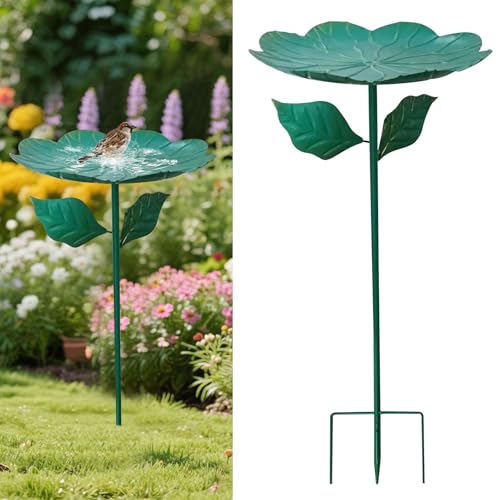 GUAHKUN Vogeltränke Aus Rostfreiem Metall 24cm x 86cm Mit Erdspieß Stehendes Vogelbad Frostsicher Für Garten Terrasse Rasen Vogelbeobachtung (D) von GUAHKUN