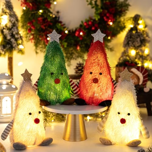 GUAHKUN Weihnachtswichtel Figuren Puppe, Beleuchtete Weihnachtsfiguren Mit Led Licht, Weihnachtsschmuck Amerikanisch Innen Figuren, Leuchtende Wichtel Weihnachten Für Weihnachtsbaum Tisch Fenster von GUAHKUN