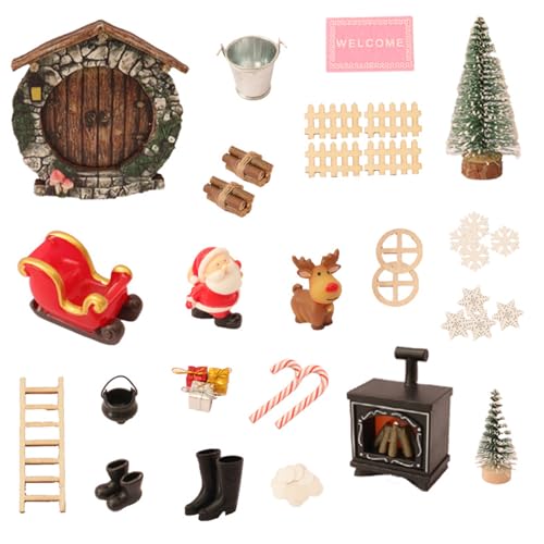 GUAHKUN Wichtel Zubehör Weihnachten Holz Wichteltür Set Komplettset Mit Tür Für Weihnachtsdekoration (C) von GUAHKUN