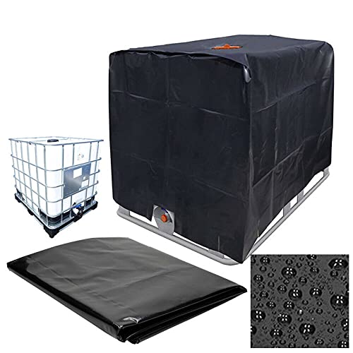 IBC Tank Abdeckung Cover,IBC Container Zubehör,Wassertank Uv-Schutzfolie 1000L/800L/600L,Wassertank Schutzabdeckung,Schutzplane Regenwassertank Behälter Schutzhaube Für Regentonnen (Schwarz-1000L) von GUAHKUN