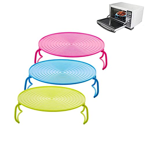 Mikrowellen-Klapptablett Tablett für Mikrowelle Runde Steamer Rack Dampf Regal Dampf Dampfgarer Rack Ständer Runde Mikrowelle Rost Mikrowelle Kunststoff Mikrowelle Tablett, Mikrowellen Gitter 3Stücke von GUAHKUN