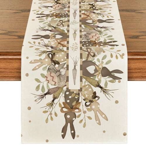 Osterdeko Innen Tischläufer Ostern Deko Ostertischläufer Hasen Ostern Tischläufer Dekoration Tischläufer Frühling Modern Frühlingsdeko Tisch Waschbar Küche Esstisch Dekoration Urlaub Party Dekor (C) von GUAHKUN