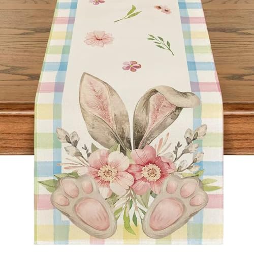 Osterdeko Innen Tischläufer Ostern Deko Ostertischläufer Hasen Ostern Tischläufer Dekoration Tischläufer Frühling Modern Frühlingsdeko Tisch Waschbar Küche Esstisch Dekoration Urlaub Party Dekor (N) von GUAHKUN