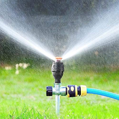 Rasensprenger, Sprinkler mit 360-Grad-Drehung, Edelstahl Rotary Bewässerungs-Stativ Teleskopstütze Sprinkler,Teleskop Stativregner, Teleskopstativsprinkler Für Große Flächen, Hof, Garten, Rasen von GUAHKUN