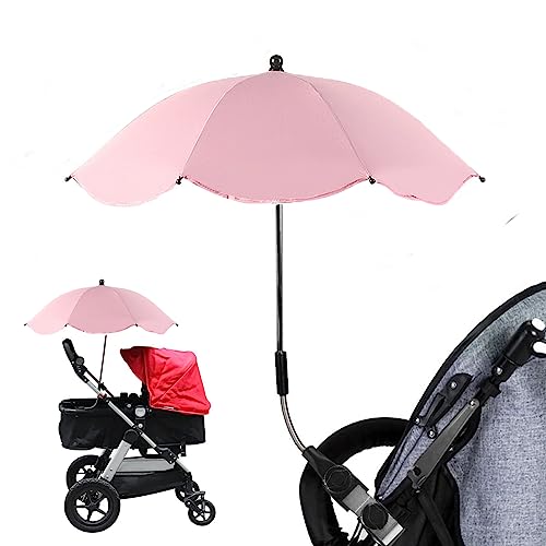 Universal Sonnenschirm Kinderwagen, 360° verstellbar & abnehmbar, Kinderwagen Sonnenschirm 66cm Durchmesser, Baby Kinderwagen Regenschirm, Sonnenschutz für Kinderwagen von GUAHKUN