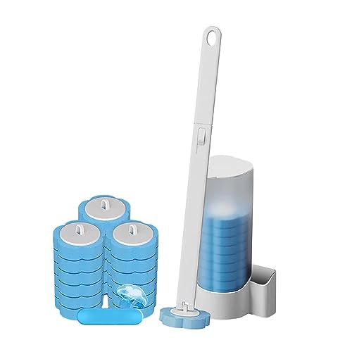 Wand-WC-Stab-Set, Einweg-Toilettenbürste mit Halter, Mu Mianhua Toilettenstab-Set, Einweg-Toilettenreinigungssystem mit 18 Ersatzköpfen von GUAHKUN