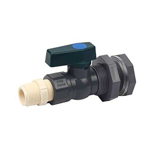 Wasserhahn Regentonne 1", Auslaufhahn Regentonne, PVC Regentonnen Ventilemit mit Schottverschraubung und Schlauchadapter, für Regentonne, Wasserhahn für Regenwassertonne Kunststoff Ersatz von GUAHKUN