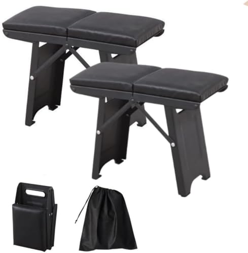 GUAKK Tragbare, faltbare Campinghocker, robuster Rahmen aus Karbonstahl mit weich gepolstertem Sitz, rutschfesten Füßen und Tragetasche, leicht für Angeln/Grillen/Reisen (schwarz, 29 x 12,4 x 23,1 cm) von GUAKK