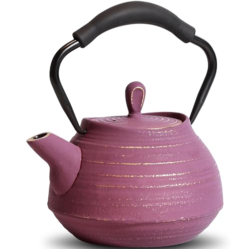 GUANGHEIRON Gusseisen Teekanne 650 ml, handgefertigtes Fadenmuster, mit Teesieb, emaillierte Innenseite, geeignet für Herd, ideal für Tee und Kaffee GUANGHEIRON Gusseisen Teekanne 650 ml, handgefertigtes Fadenmuster, mit Teesieb, emaillierte Innenseite, geeignet für Herd, ideal für Tee und Kaffee von GUANGHEIRON