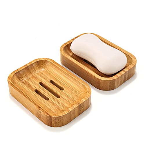 GUANJUNE 2er Pack Naturholz Bambus Seifenschalenhalter für Badezimmer Küchenschwämme Zubehör Lagerung GUANJUNE 2er Pack Naturholz Bambus Seifenschalenhalter für Badezimmer Küchenschwämme Zubehör Lagerung von GUANJUNE