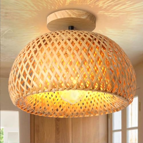 Double Layer Bamboo Woven Ceiling Lamp Country Style Hallway Chandelier Ceiling Lighting Decorative Ceiling Light Fixture For Entryway, Hallway, Bedroom von GUANSHAN