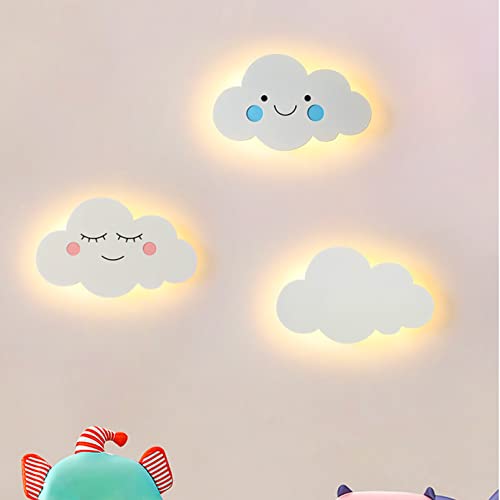 1 PC Cartoon Gesicht Wolke Nachttischlampe Nachtlicht LED Kinderzimmer Wandlampe Wandbeleuchtung Dekorative Wandlampe Hintergrund Wandlampe Für Schlafzimmer, Wohnzimmer, Treppe, 18W, Drei Licht von GUANSHAN