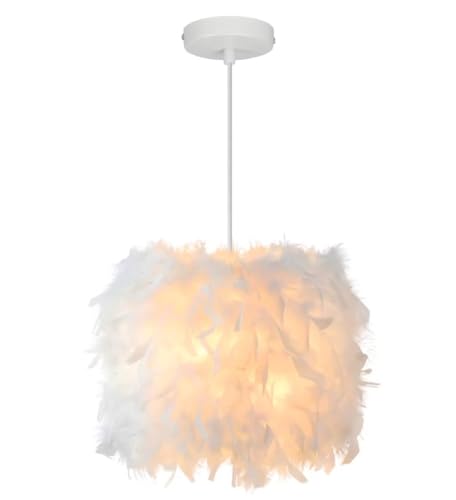 30 cm/11,9 Zoll Feder-Pendelleuchte, Deckenleuchte, eleganter Feder-Lampenschirm, Kronleuchter, Deckenleuchte, Hängeleuchte für Esszimmer, Wohnzimmer von GUANSHAN