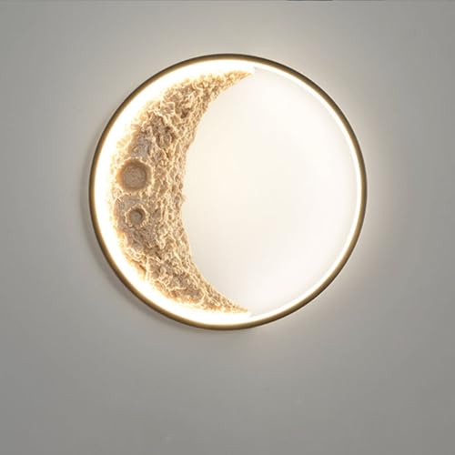 GUANSHAN 3D Harz Mond Wandleuchte Kreative Simulation Real Mond Wandleuchte Halterung Licht Dekorative Wand Beleuchtung Hintergrund Wandleuchte Für Schlafzimmer, Wohnzimmer, Korridor, Treppen von GUANSHAN
